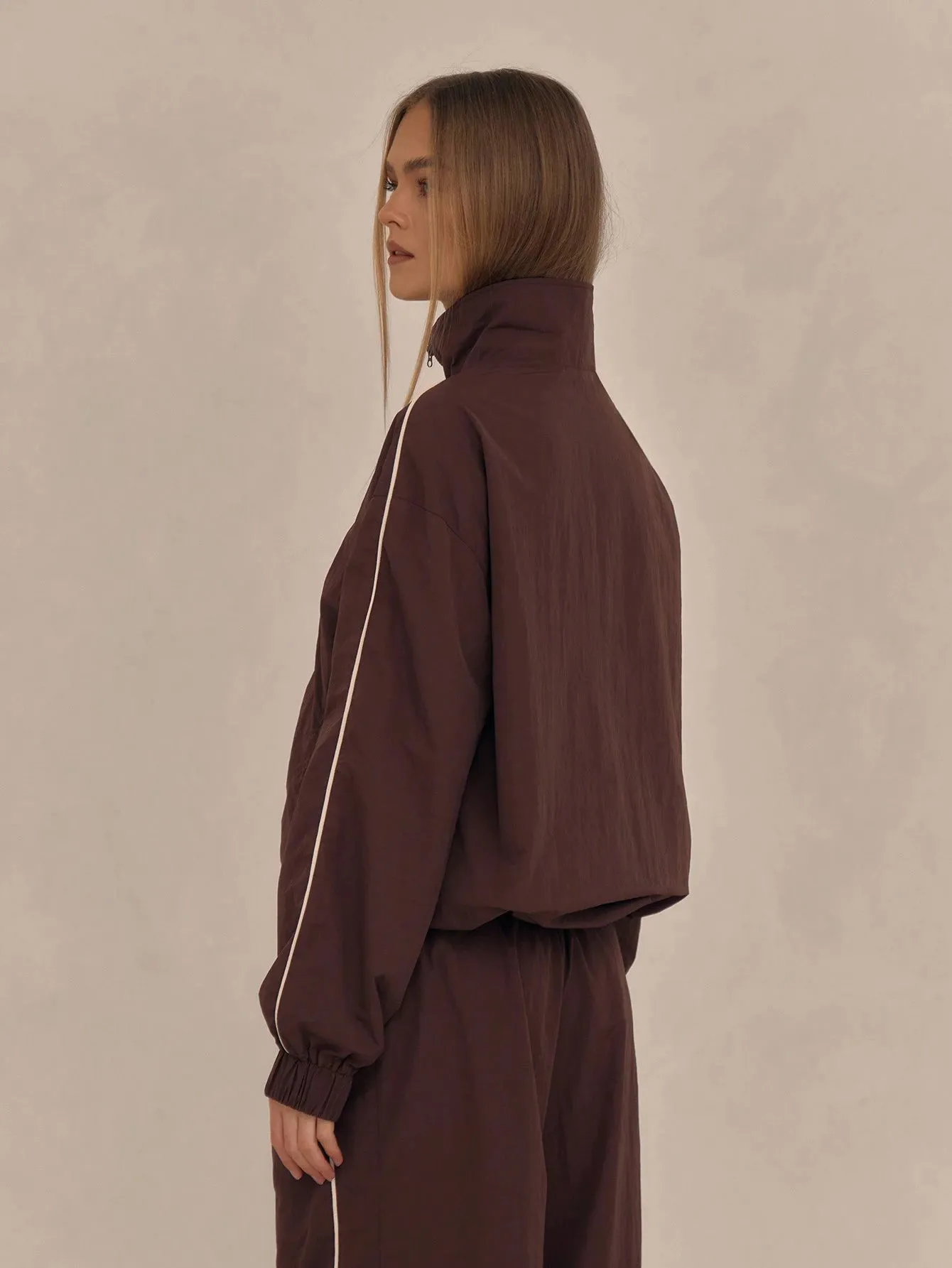 High Neck Oversized Track Jacket – Trendy & Sporty Outerwear