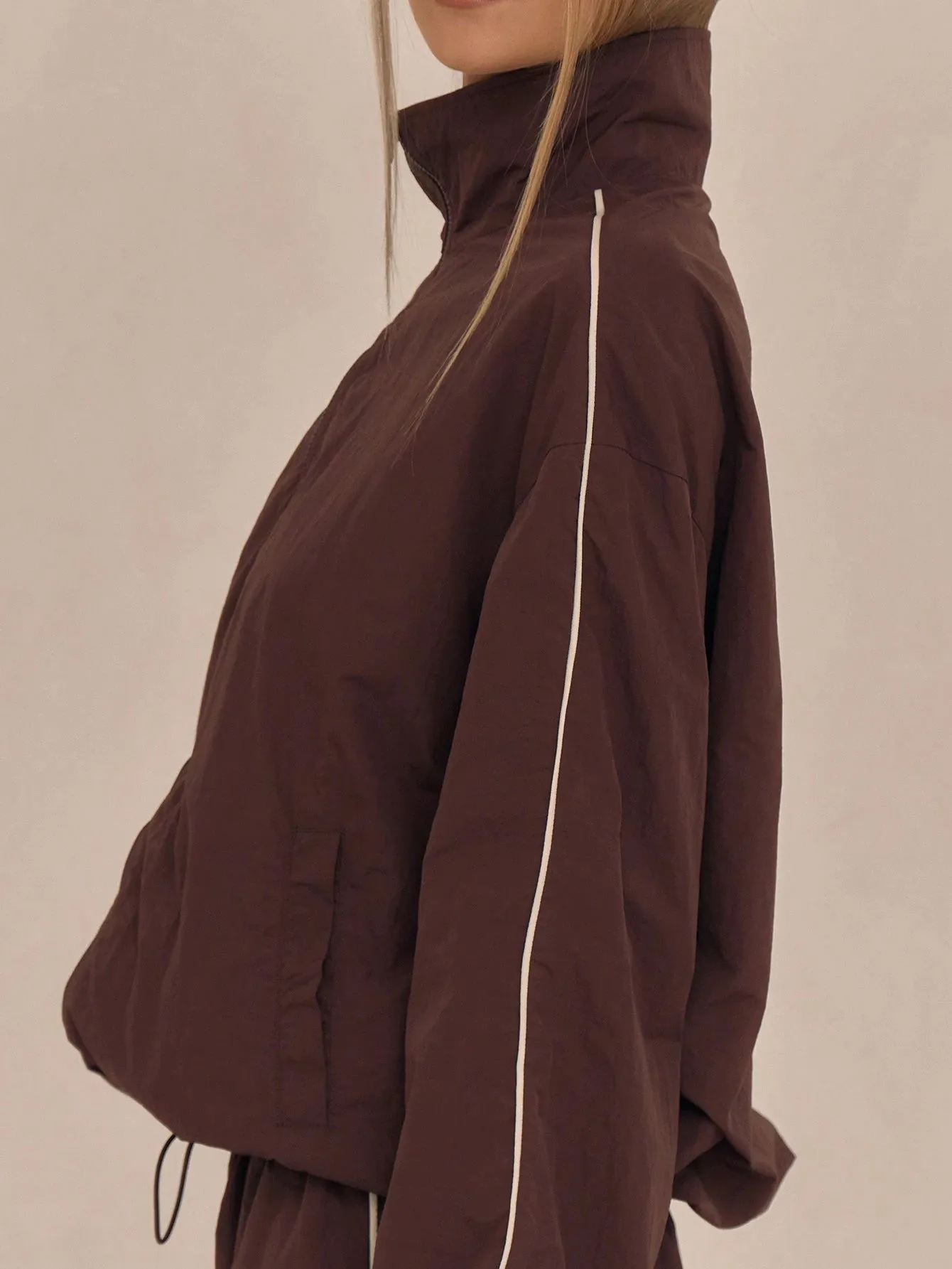High Neck Oversized Track Jacket – Trendy & Sporty Outerwear