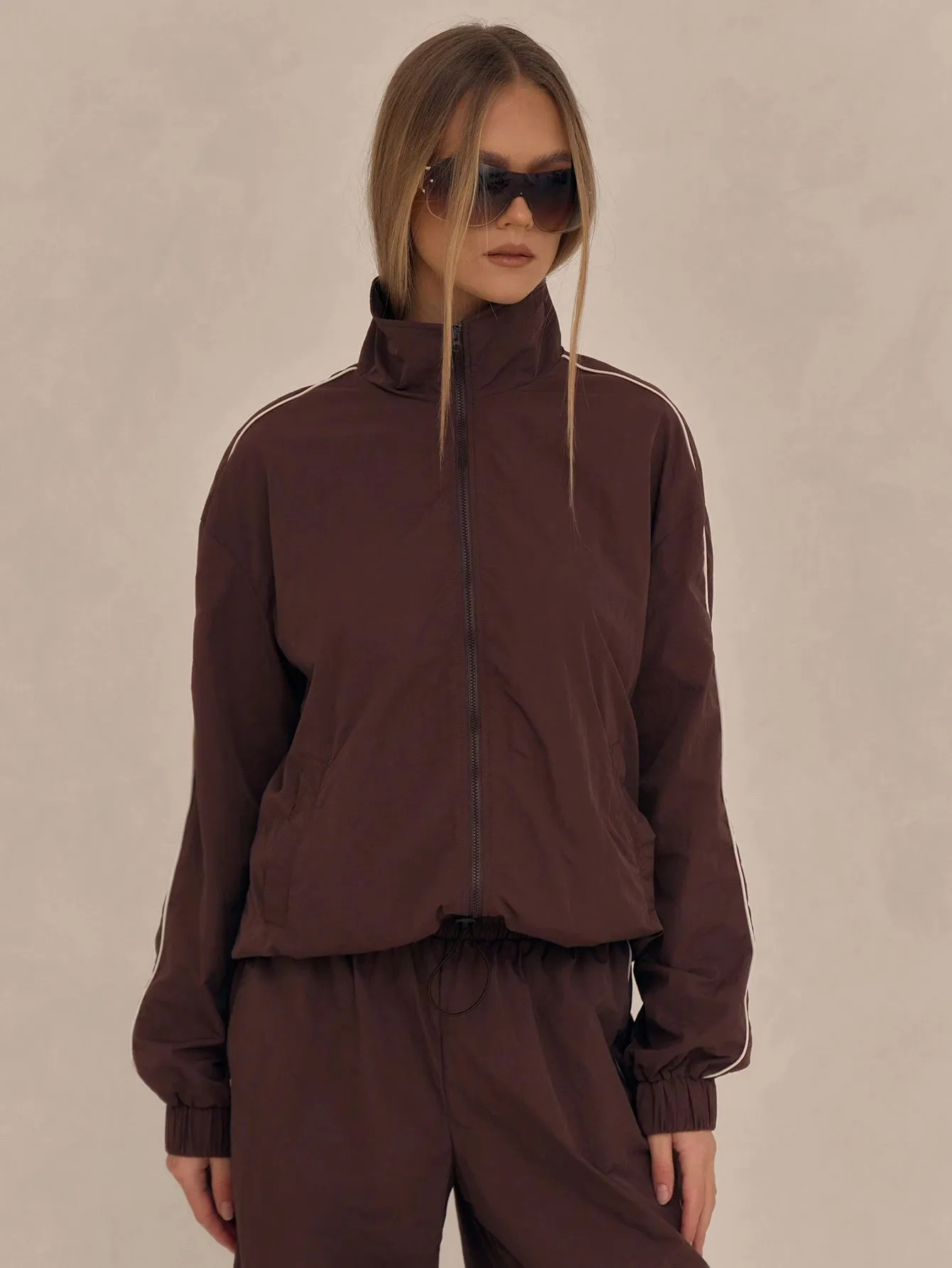 High Neck Oversized Track Jacket – Trendy & Sporty Outerwear