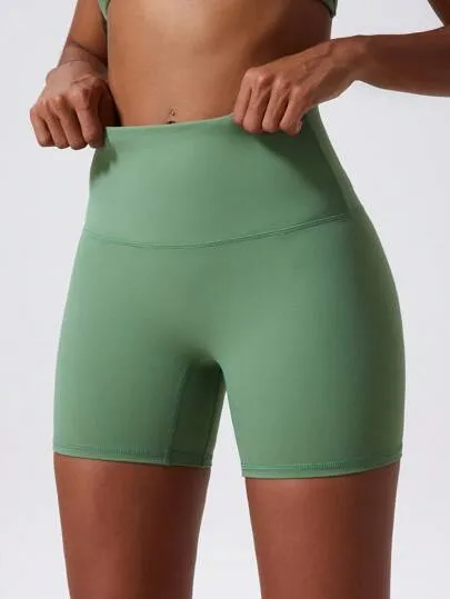 High-Stretch Nude Yoga Shorts – Breathable, Sweat-Absorbent Cycling & Gym Wear