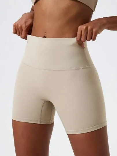 High-Stretch Nude Yoga Shorts – Breathable, Sweat-Absorbent Cycling & Gym Wear
