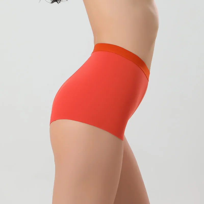 High Waist Solid Color Knitted Butt Lift Tummy Control Anti-Exposure Cotton Boxer Briefs Panties