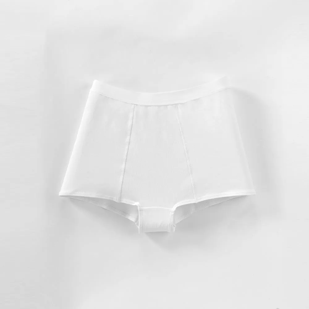 High Waist Solid Color Knitted Butt Lift Tummy Control Anti-Exposure Cotton Boxer Briefs Panties