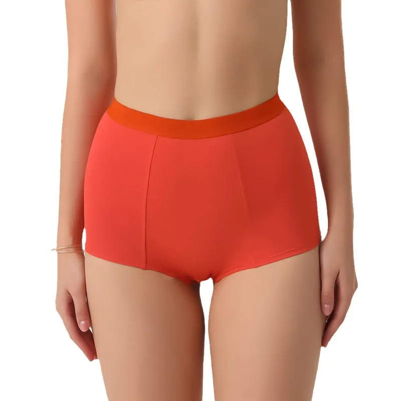 High Waist Solid Color Knitted Butt Lift Tummy Control Anti-Exposure Cotton Boxer Briefs Panties