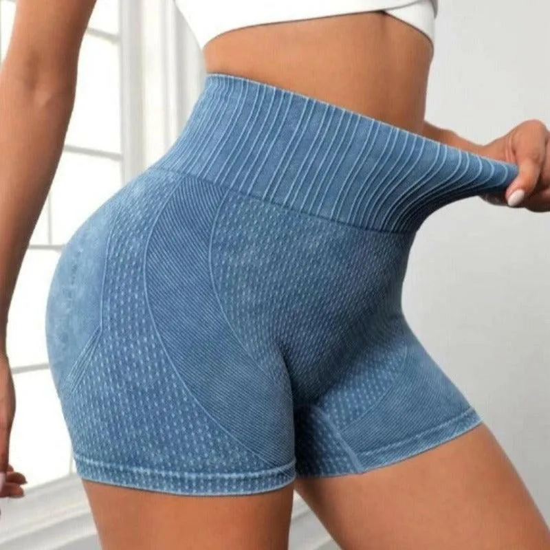 High-Waist Yoga Shorts - Seamless, Elastic, Gym Ready