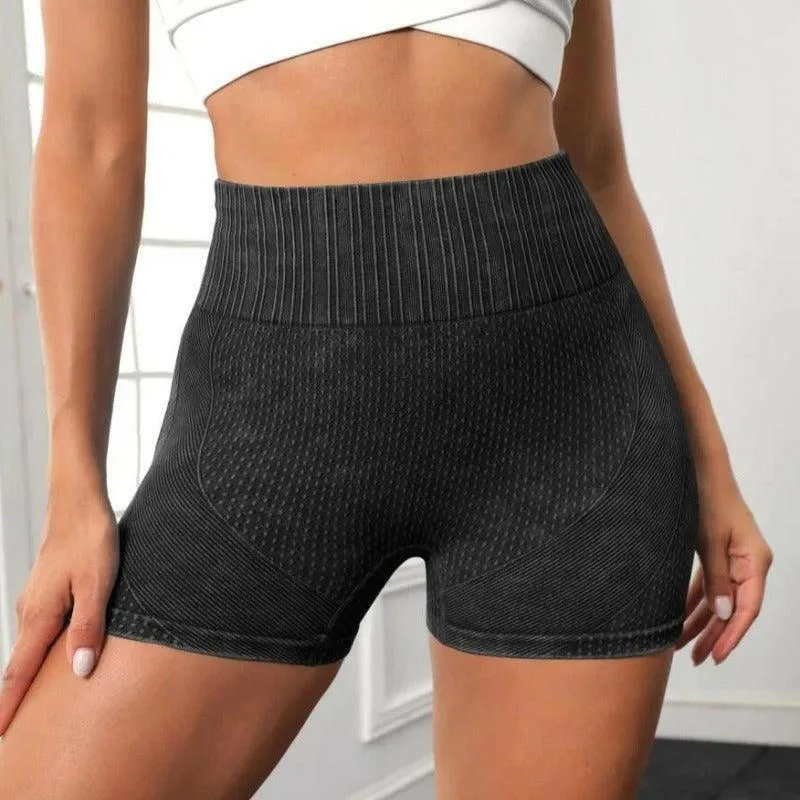 High-Waist Yoga Shorts - Seamless, Elastic, Gym Ready