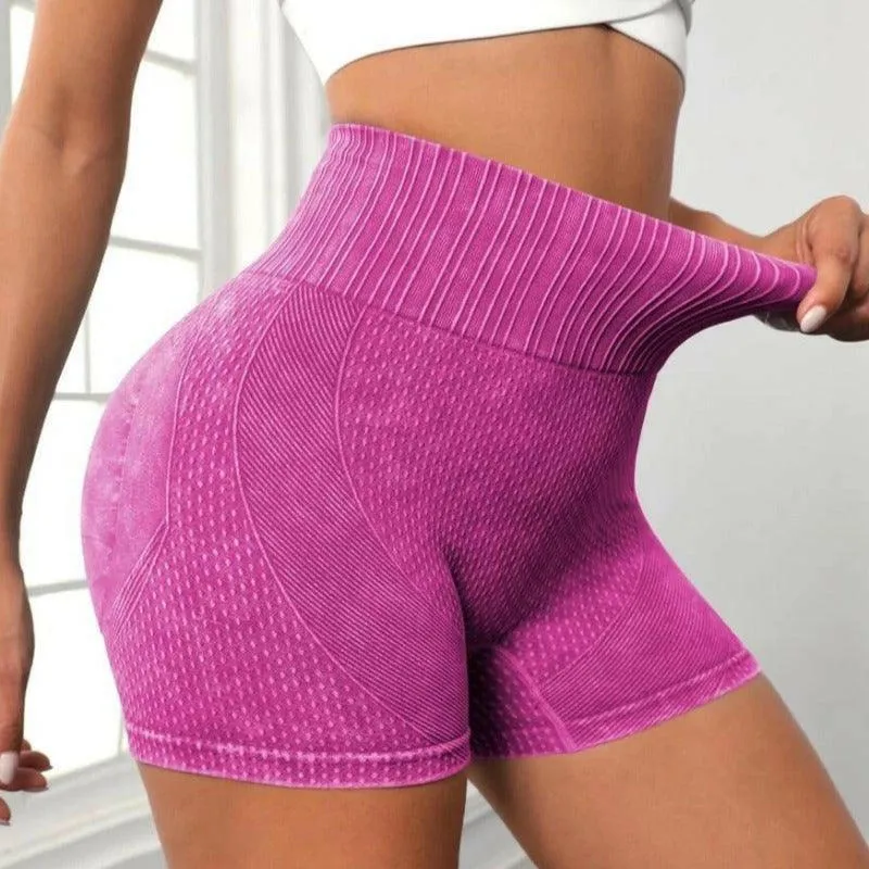 High-Waist Yoga Shorts - Seamless, Elastic, Gym Ready