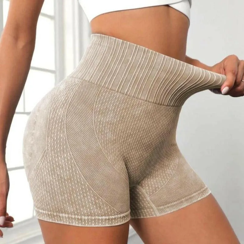 High-Waist Yoga Shorts - Seamless, Elastic, Gym Ready