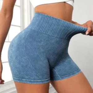 High-Waist Yoga Shorts - Seamless, Elastic, Gym Ready