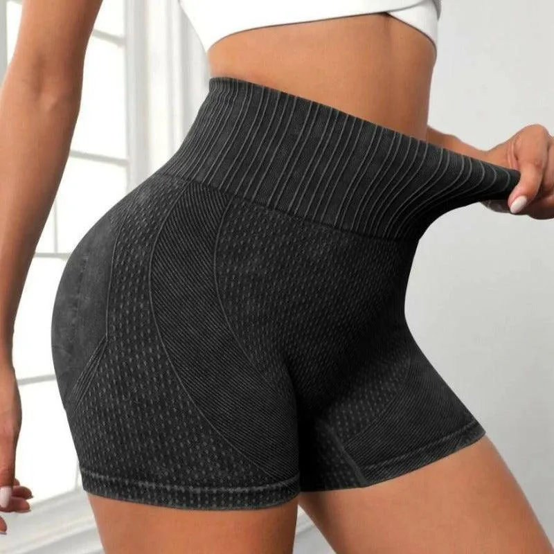 High-Waist Yoga Shorts - Seamless, Elastic, Gym Ready