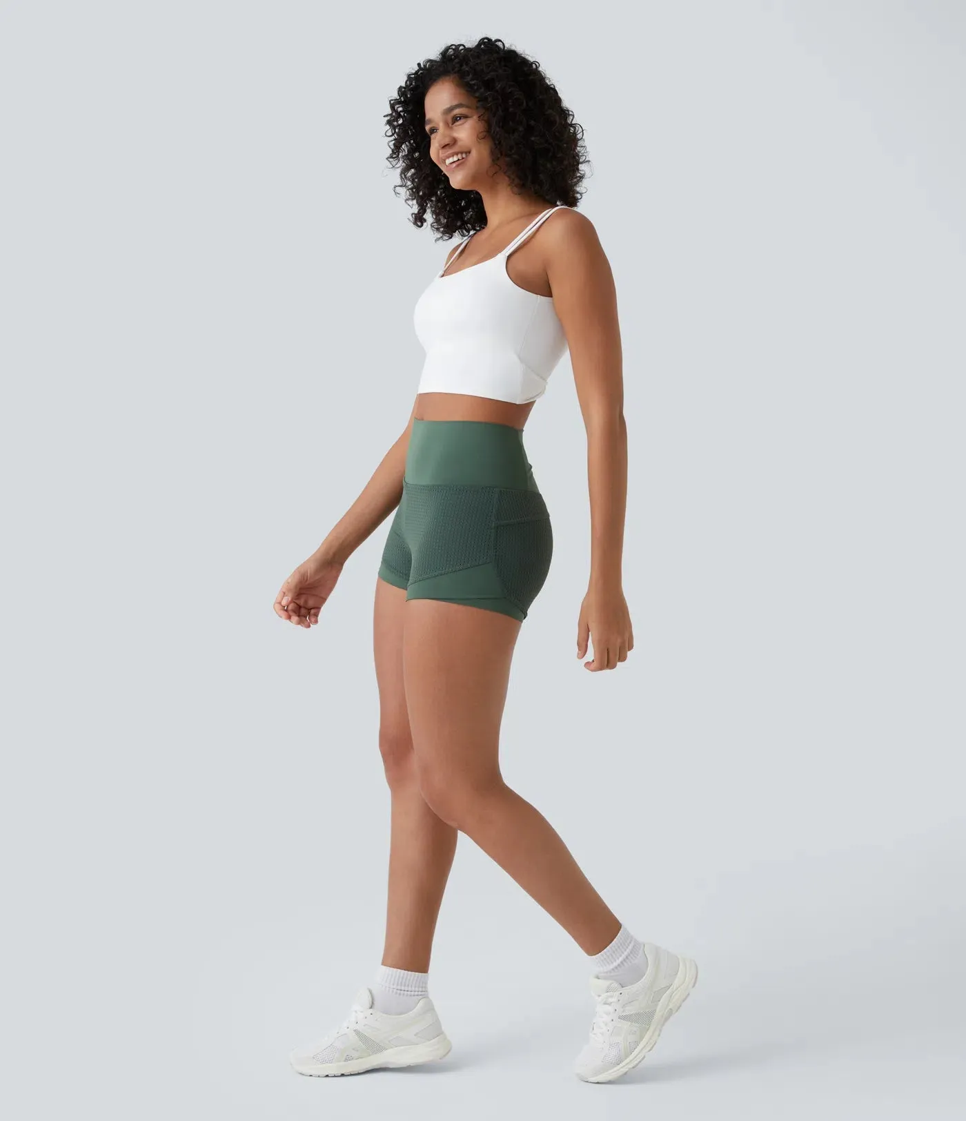 High-Waisted 2-in-1 Casual Shorts – Mesh Back Waistband & Pocket (2”)