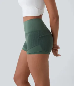 High-Waisted 2-in-1 Casual Shorts – Mesh Back Waistband & Pocket (2”)