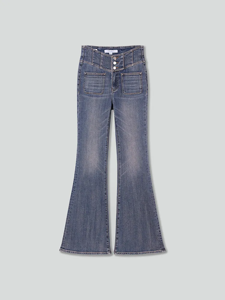 High Waisted Flared Jeans-GLENDA PLUS 5