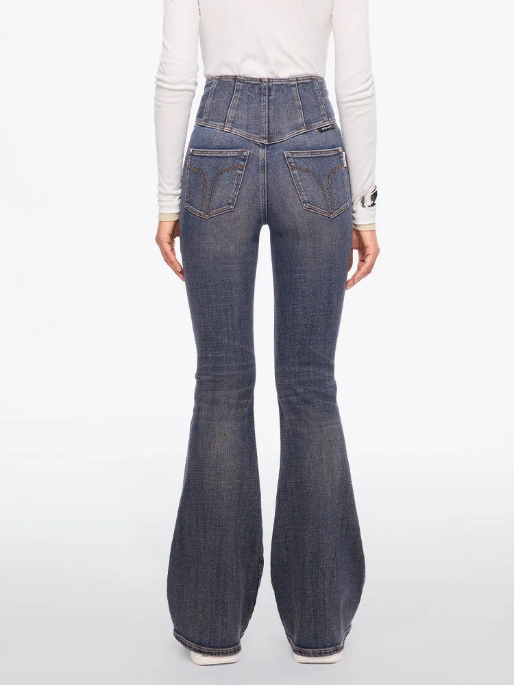 High Waisted Flared Jeans-GLENDA PLUS 5