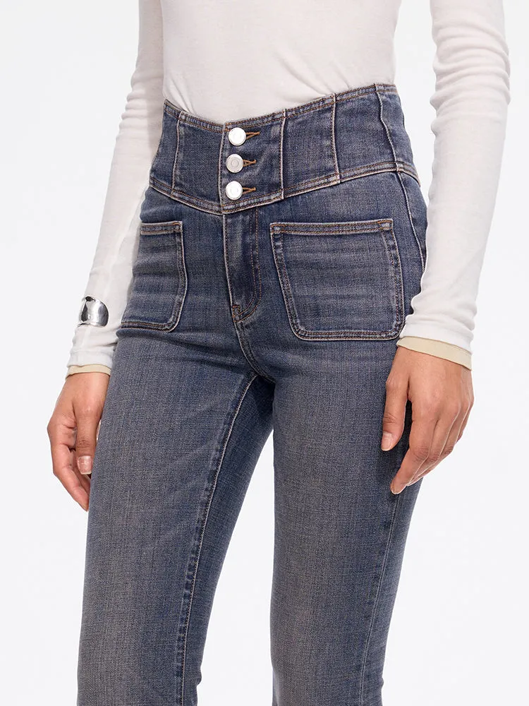 High Waisted Flared Jeans-GLENDA PLUS 5