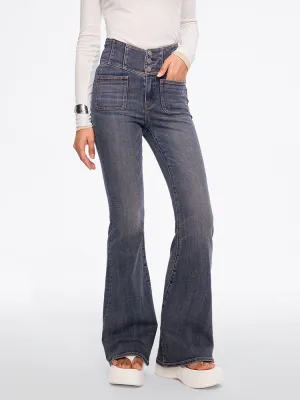 High Waisted Flared Jeans-GLENDA PLUS 5