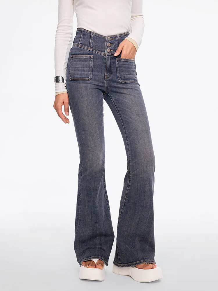 High Waisted Flared Jeans-GLENDA PLUS 5