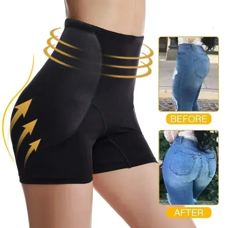 High-Waisted Padded Butt Lifting Shorts – Seamless Hip Enhancer Shapewear for Women