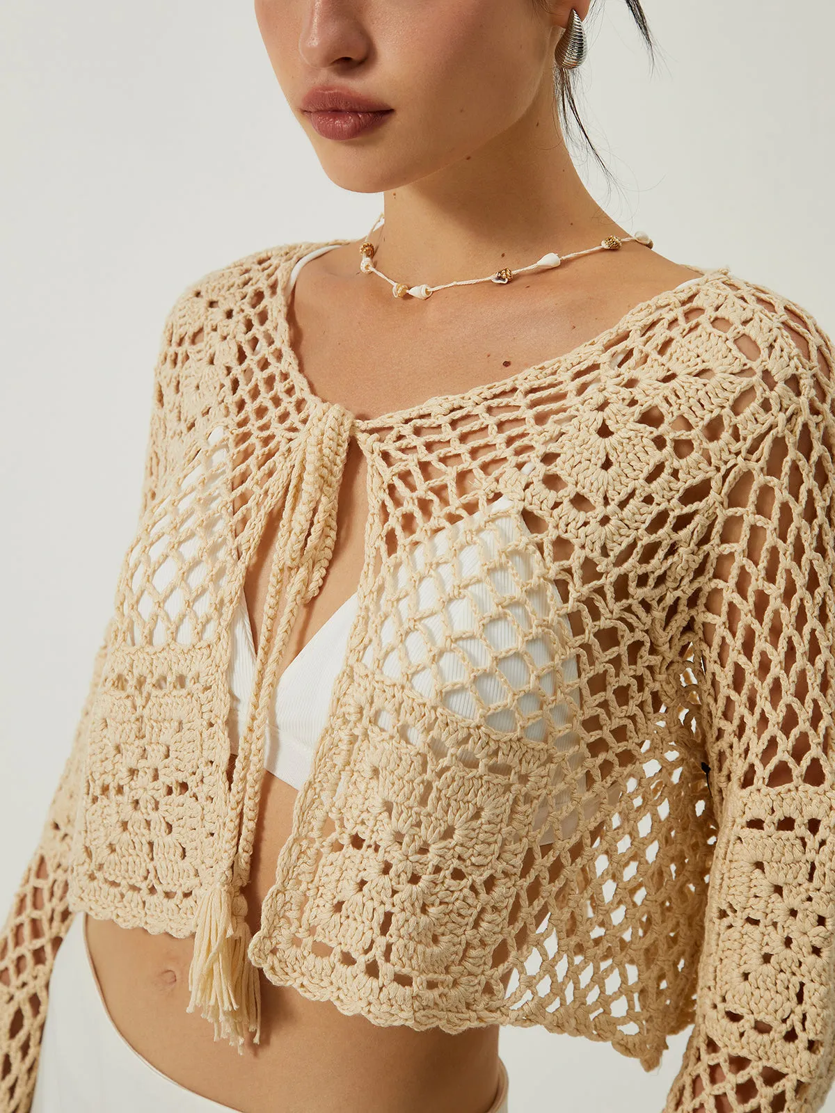 Hollow Knotted Knit Outerwear