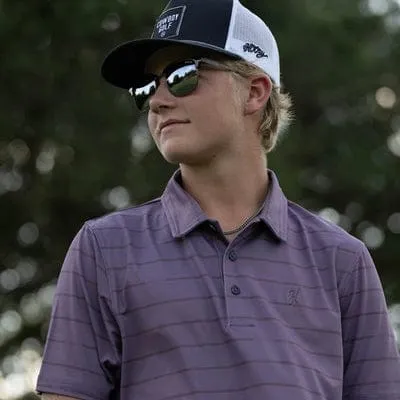 HOOEY  "THE WEEKENDER" PURPLE W/STRIPES POLO