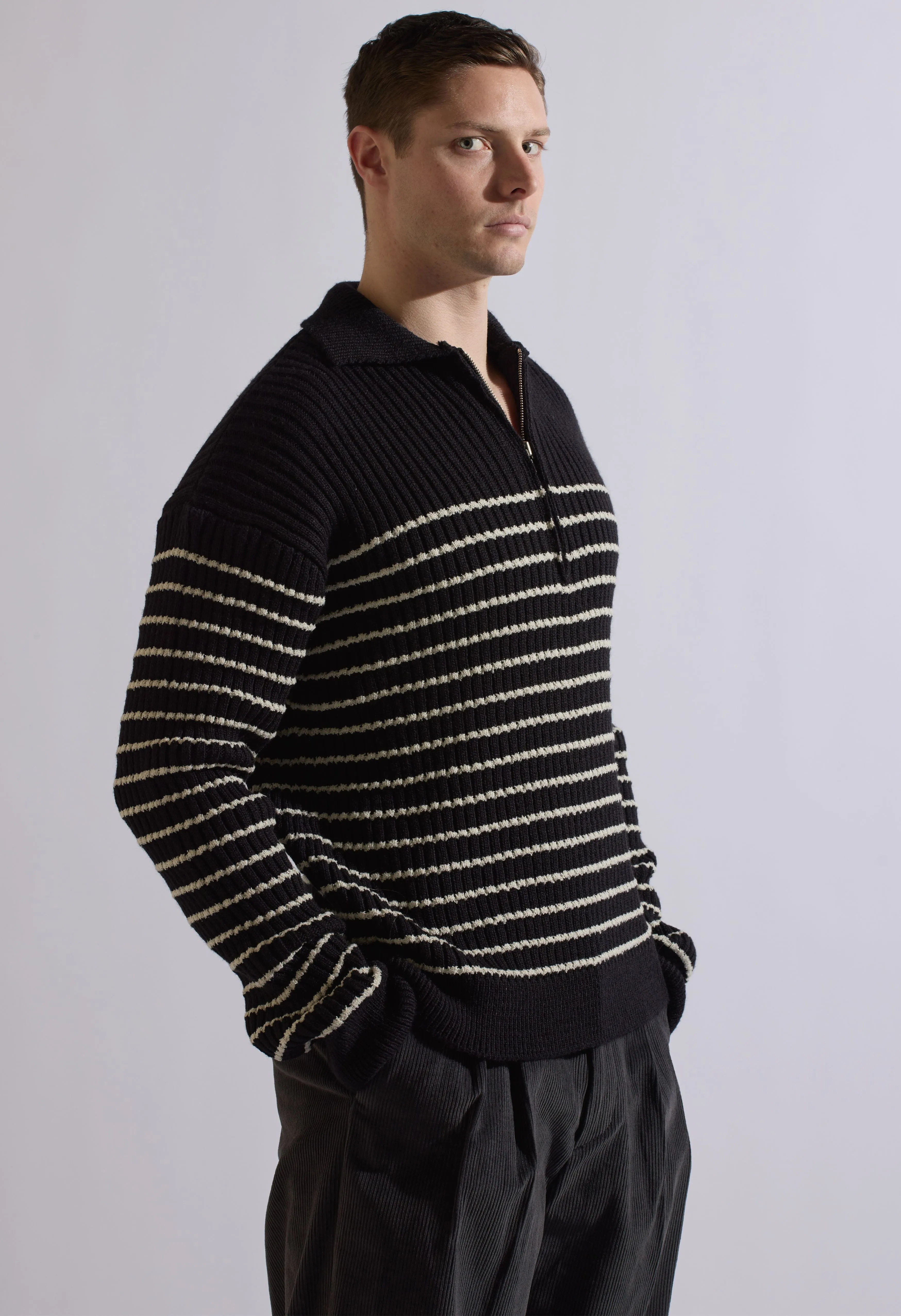 Hudson Half-zip Sweater in Black