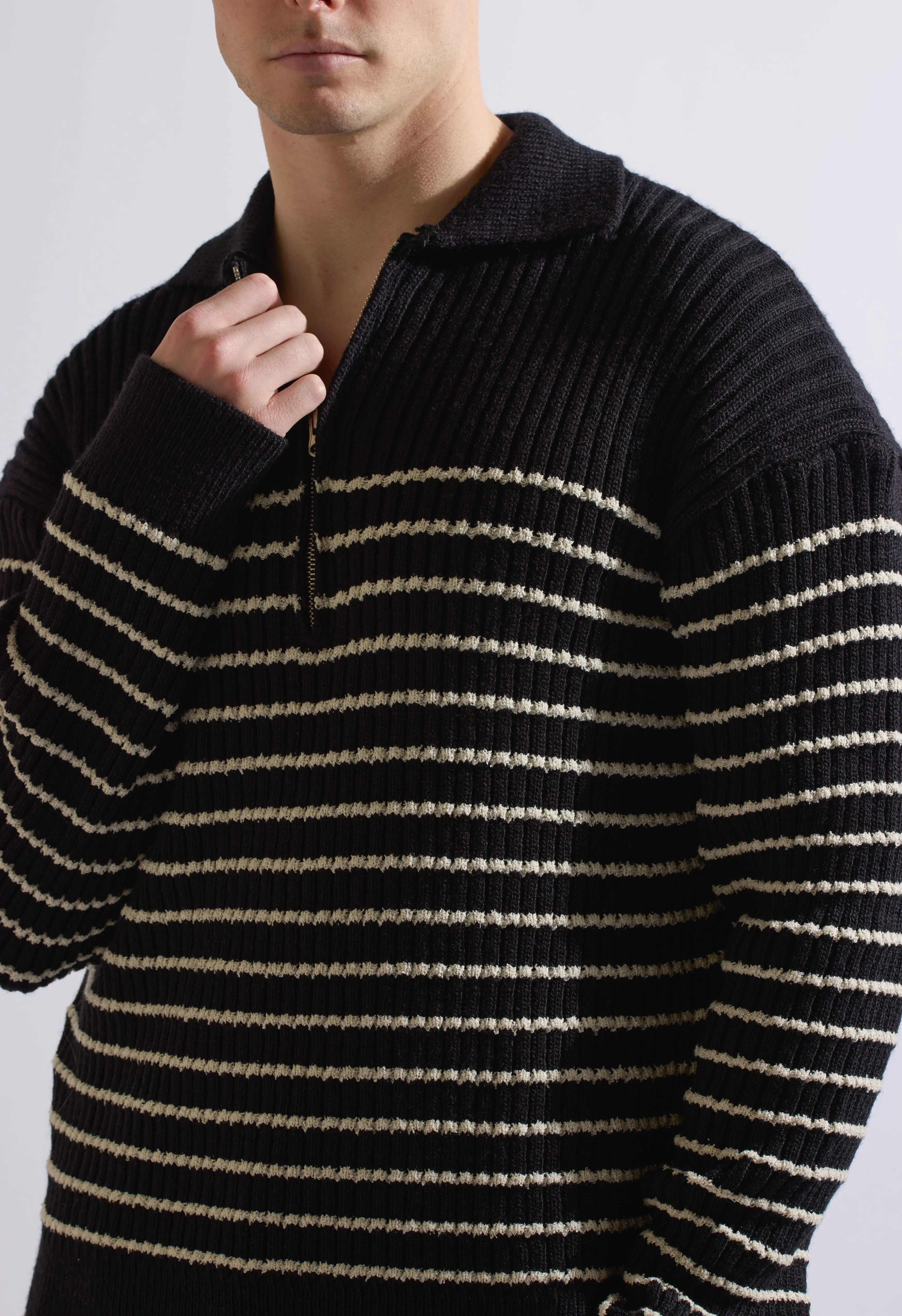 Hudson Half-zip Sweater in Black