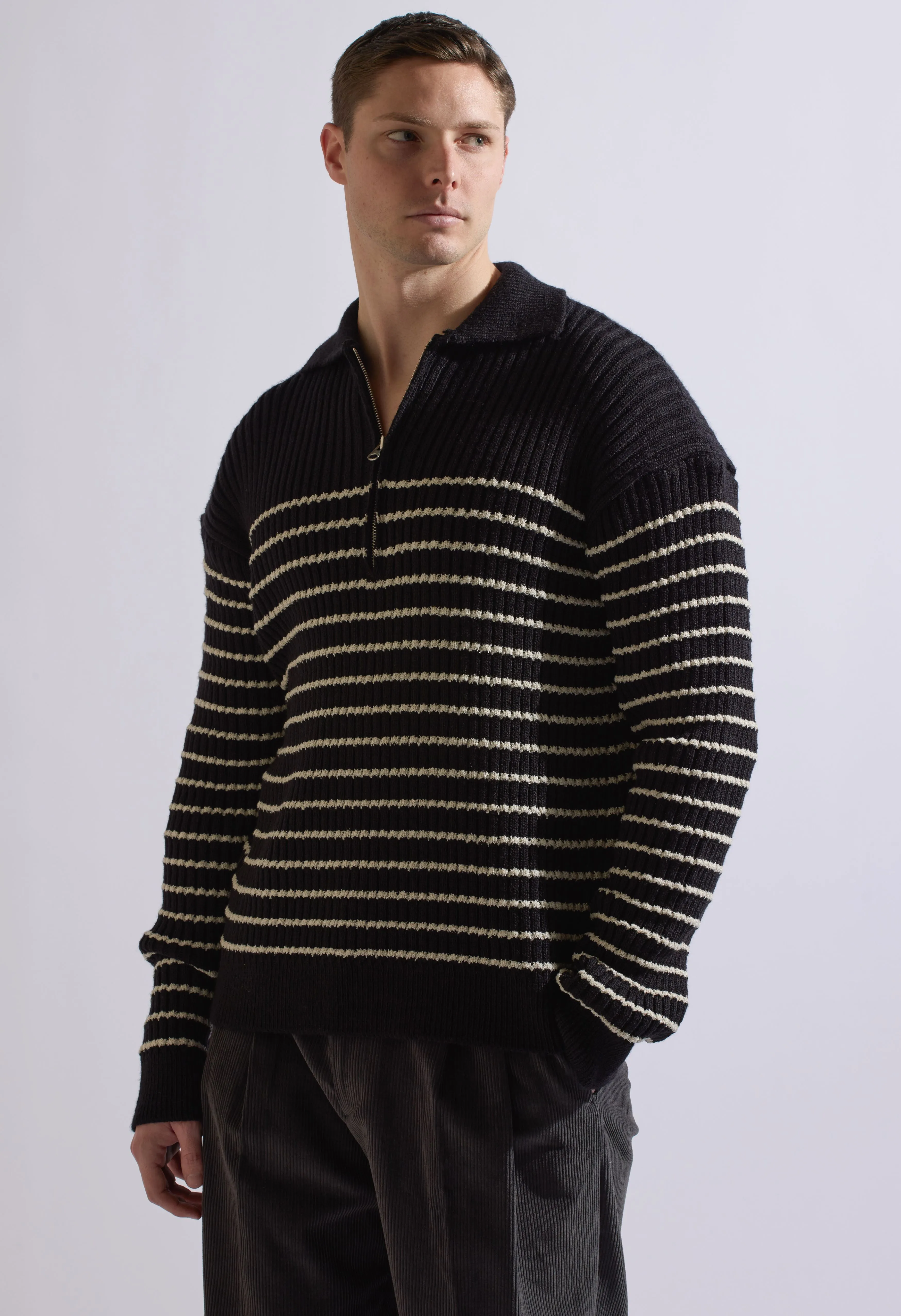 Hudson Half-zip Sweater in Black