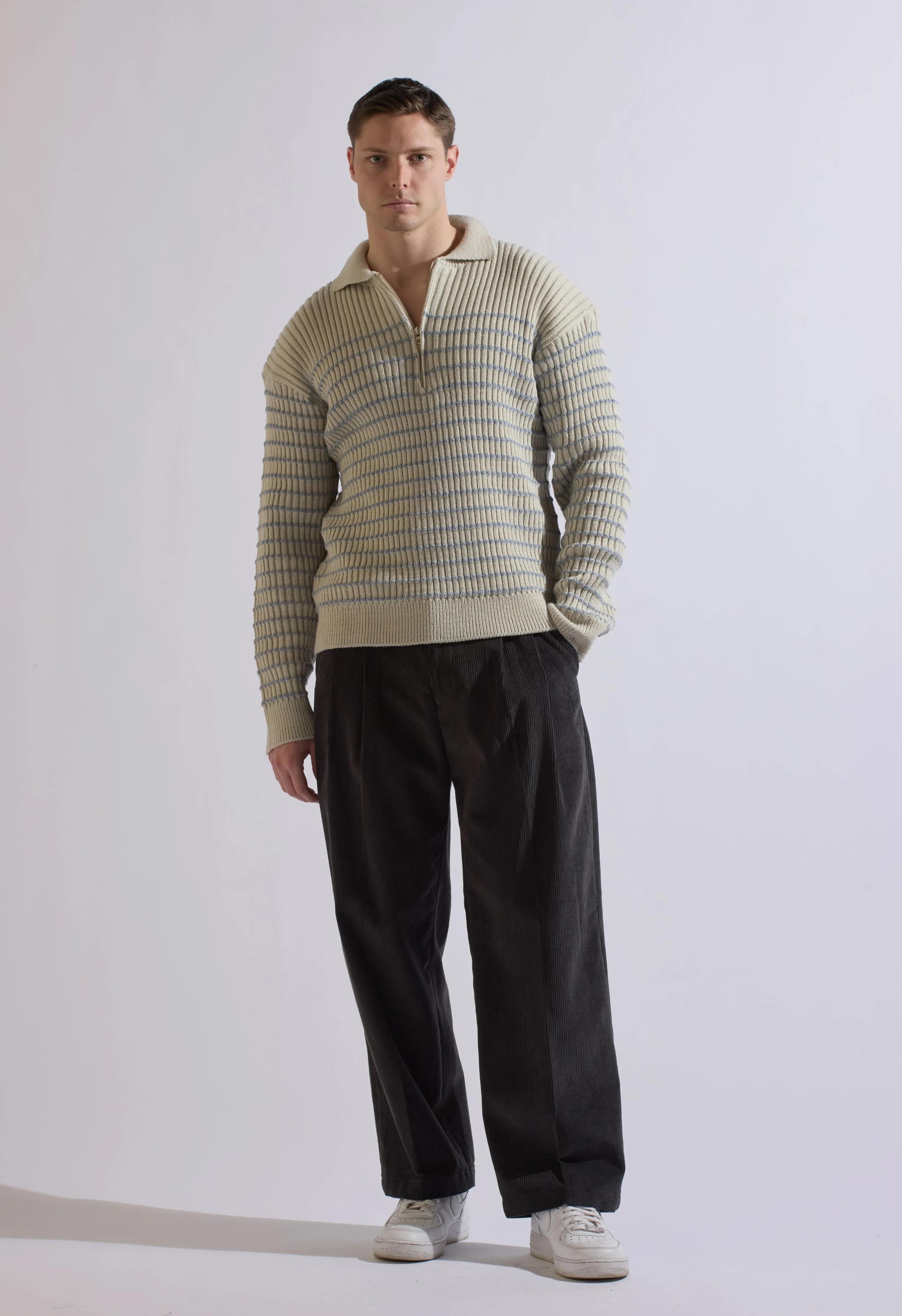 Hudson Half-Zip Sweater in Grey