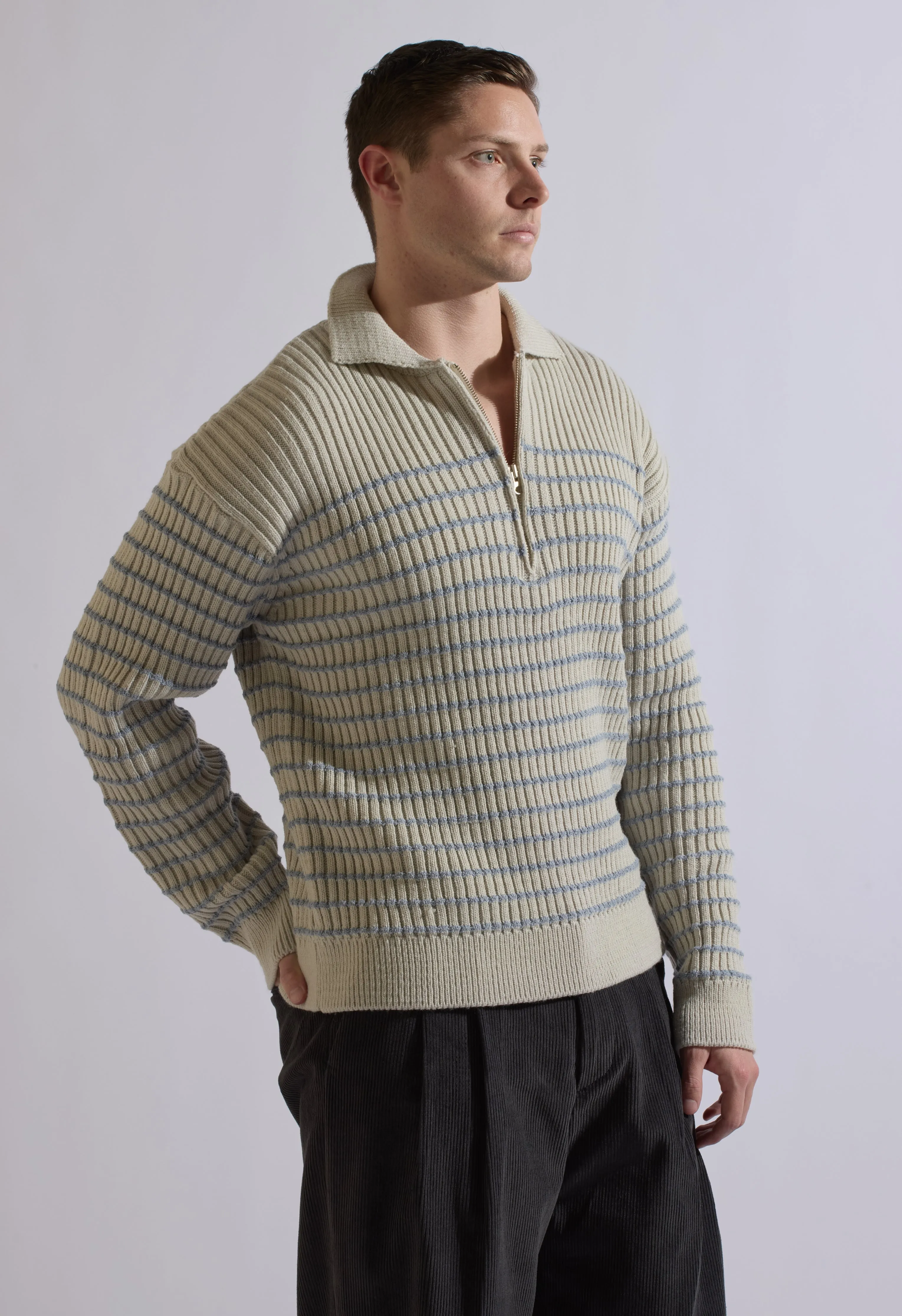 Hudson Half-Zip Sweater in Grey