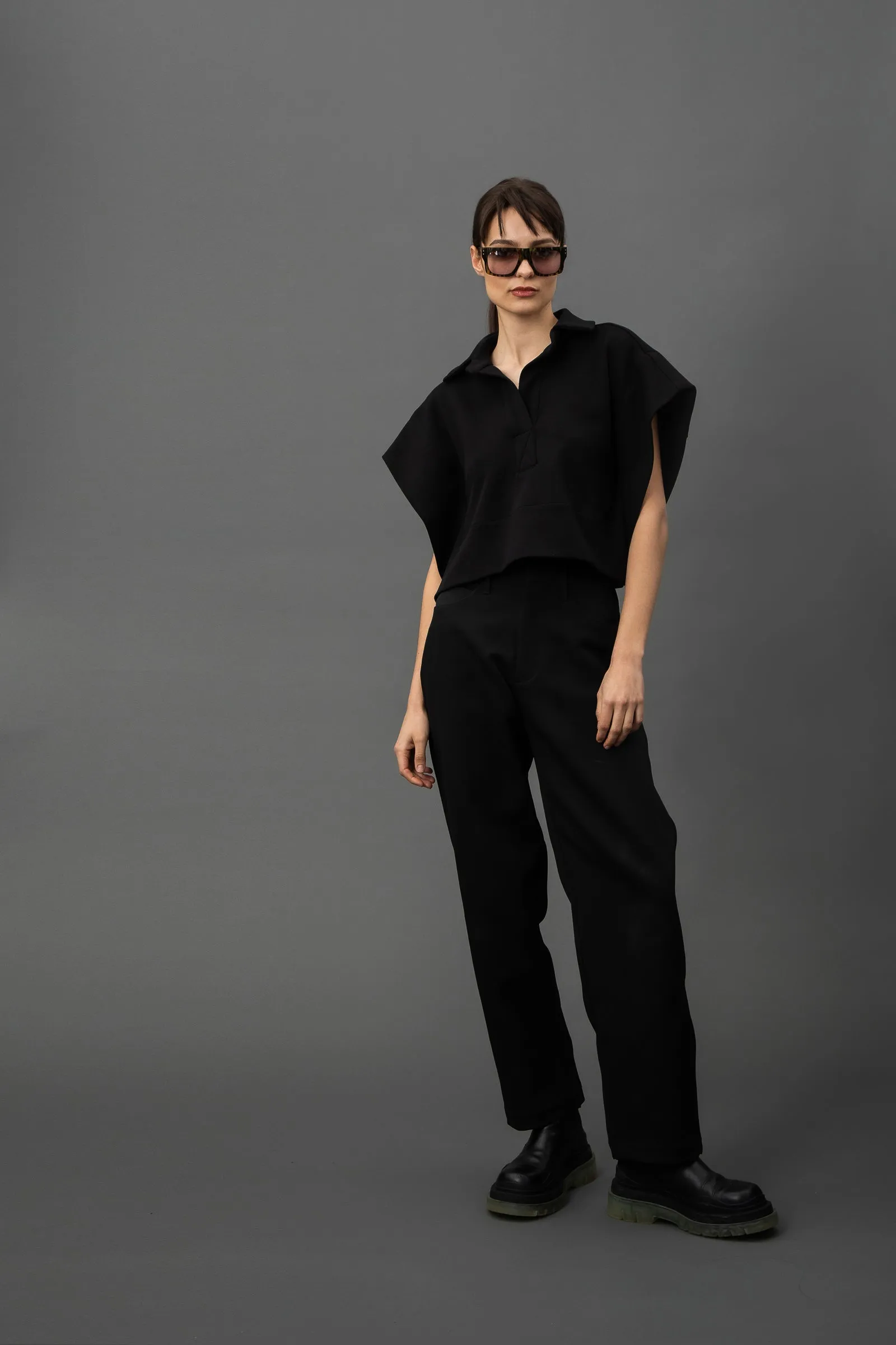 Hugo Black Boxy Modern Polo Top