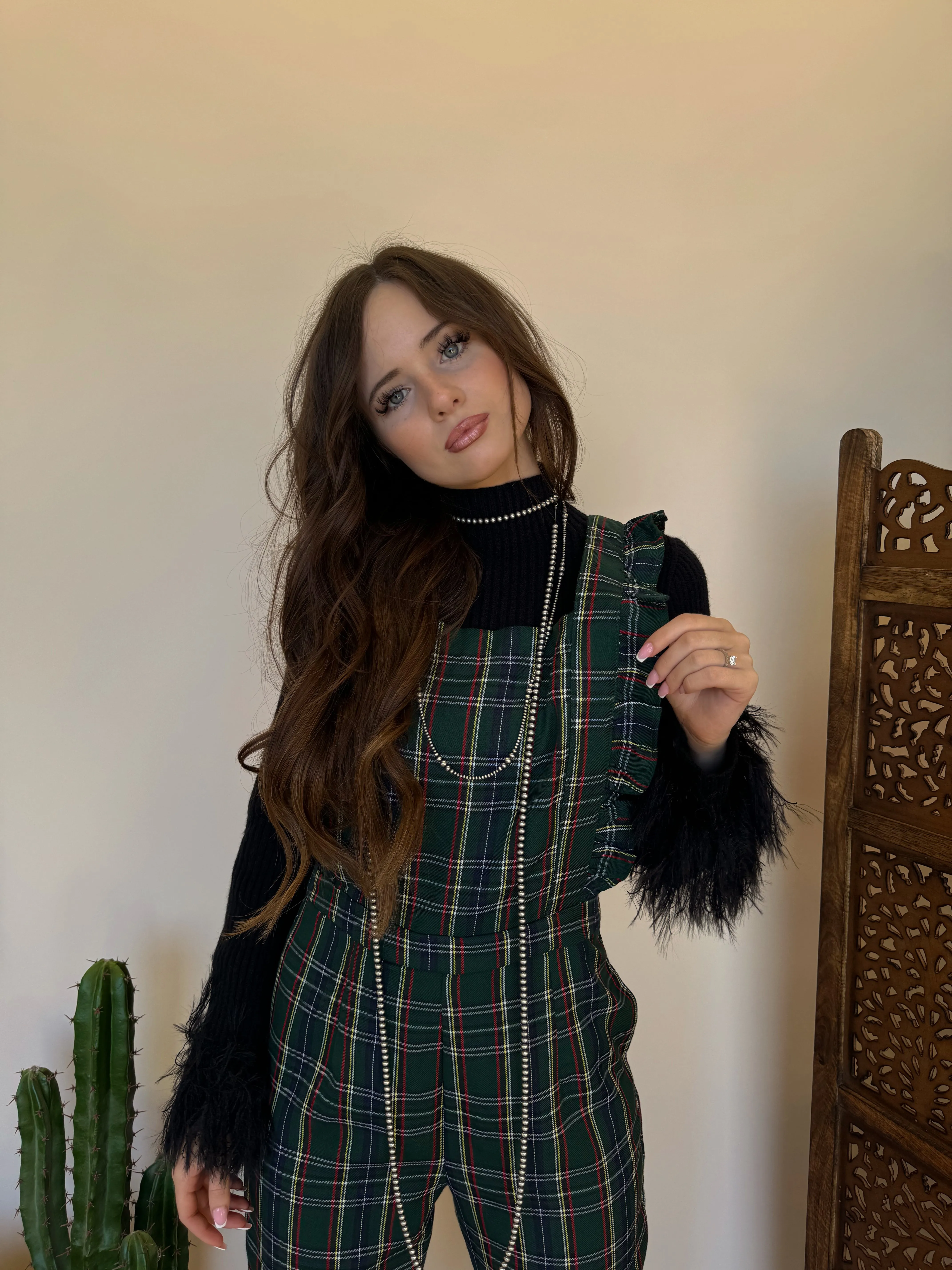 Hunter Green Plaid Jumpsuit