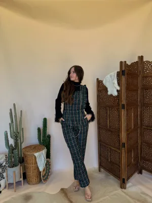 Hunter Green Plaid Jumpsuit