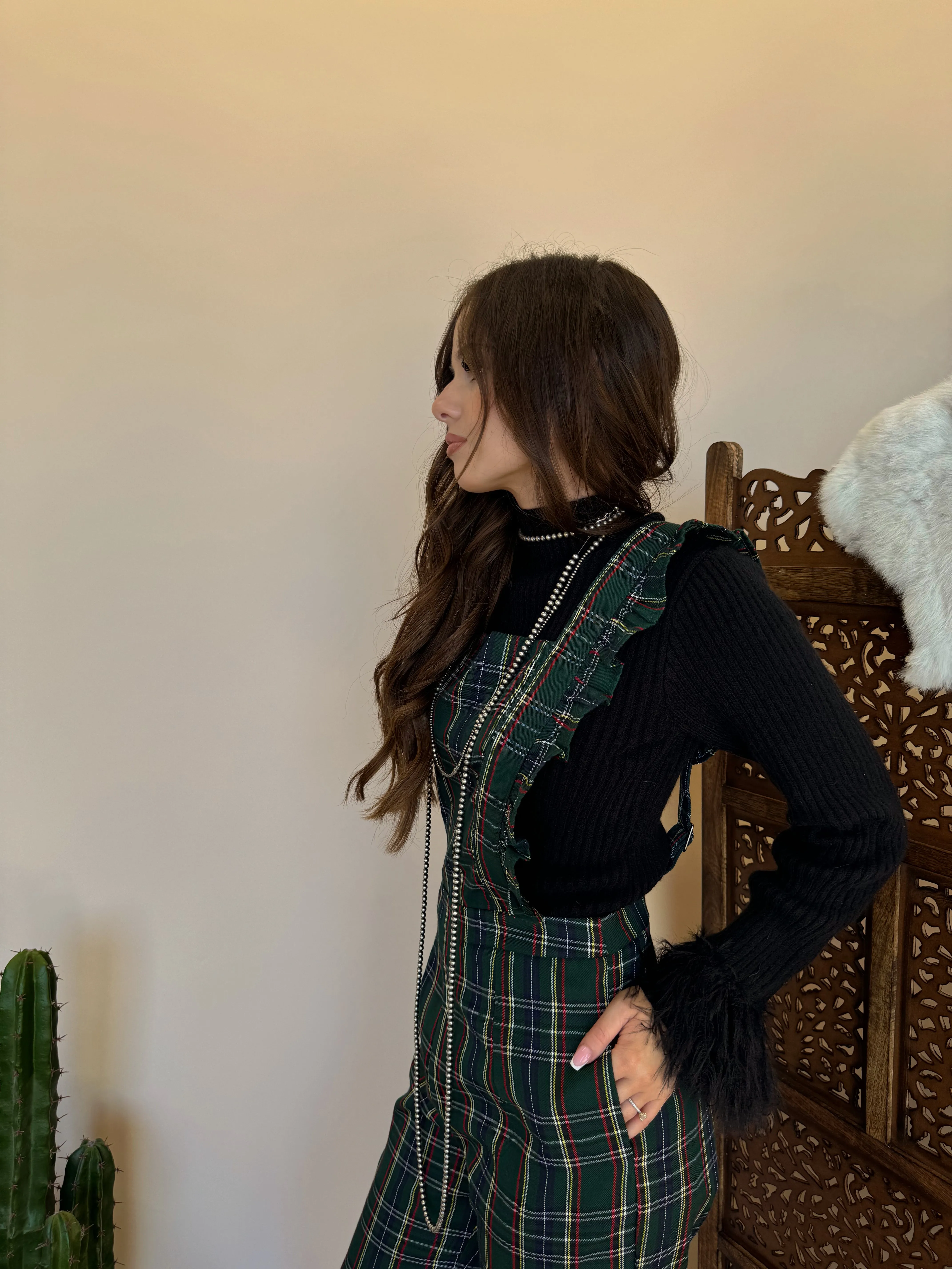 Hunter Green Plaid Jumpsuit