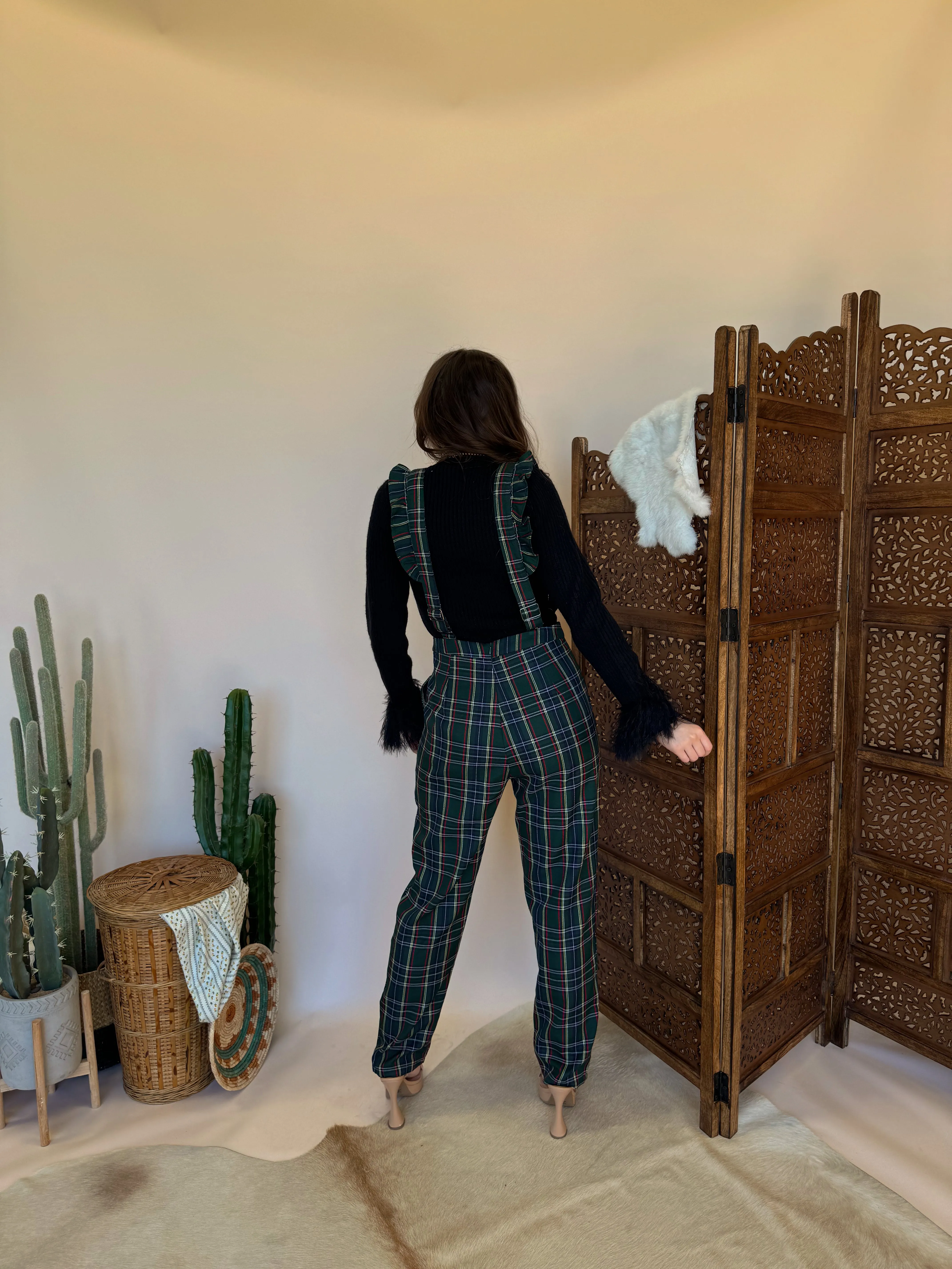 Hunter Green Plaid Jumpsuit