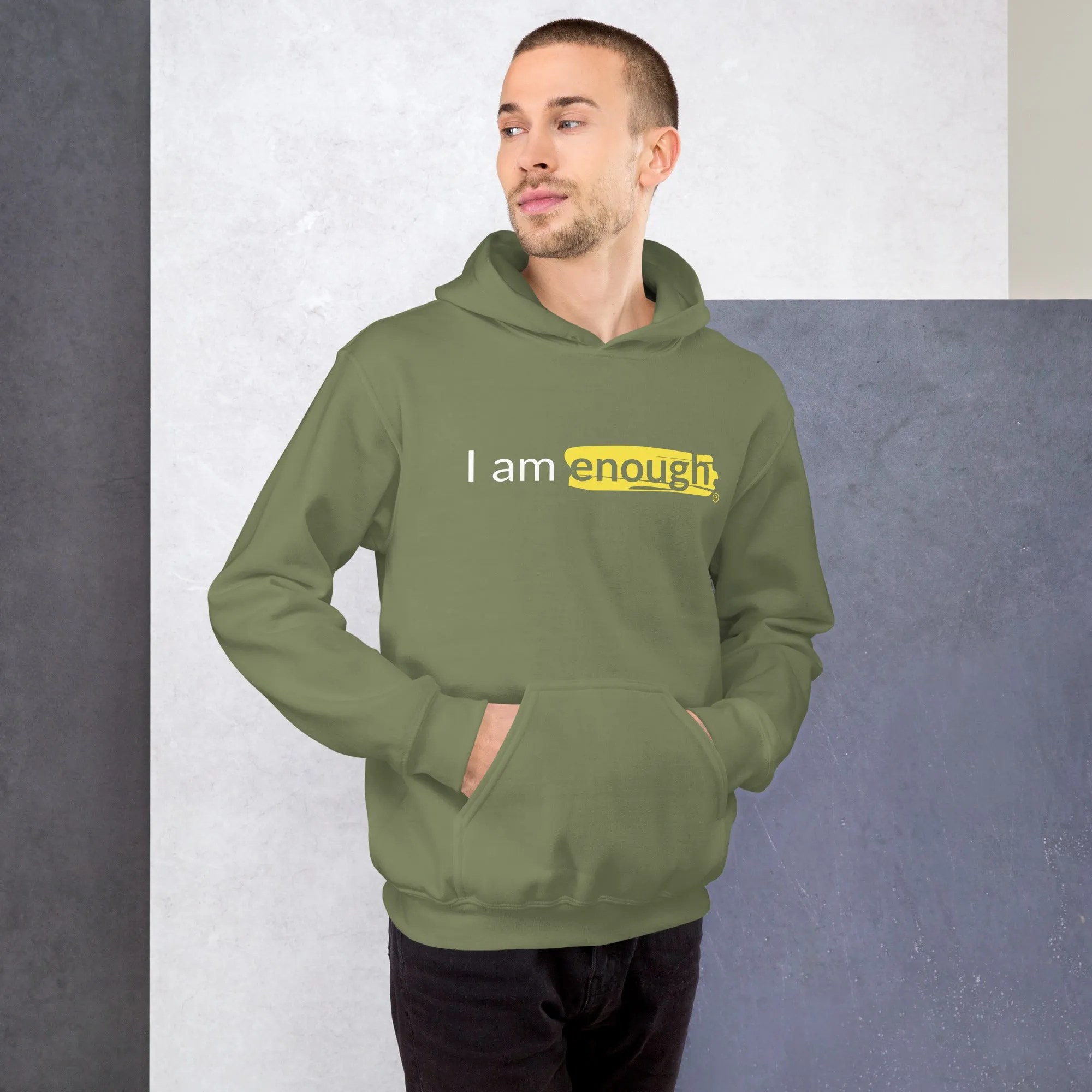 I AM ENOUGH ORIGINAL Inspirational Mental Health Message Hoodie Men