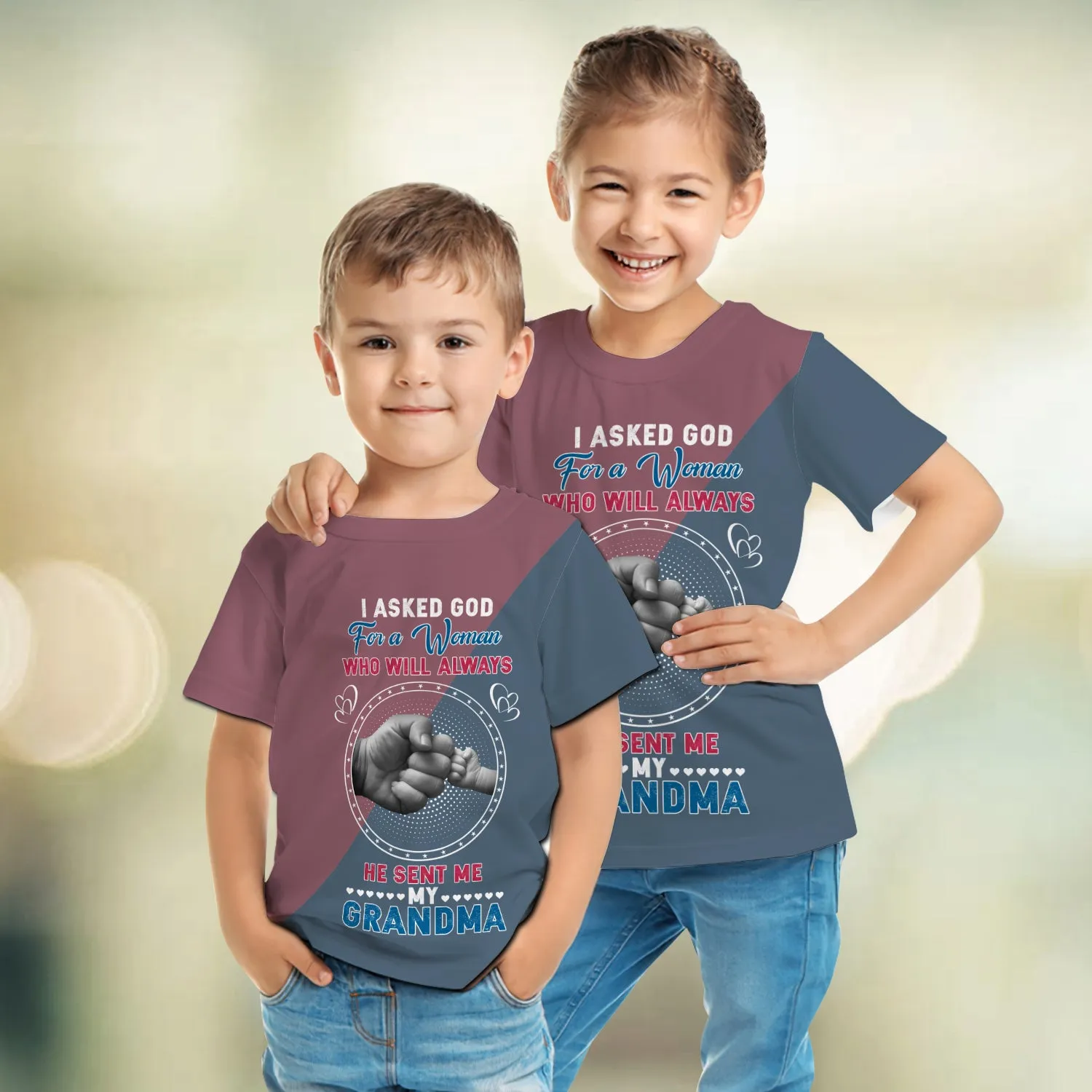 I Asked God For A Woman Who Will Always He Send Me My Grandma 3D Kid Tshirt