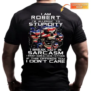 I Shoot Guns & I Have Tattoos Personalized Name 2D Black Tshirt