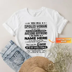 I'm a Spoiled Women, Personalized Name 2D White Tshirt 02, HTA