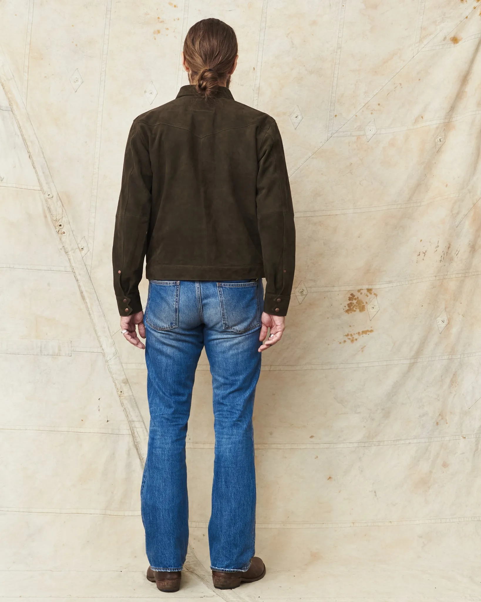 Indigofera Cooper Jacket Goat Skin Suede Dark Olive