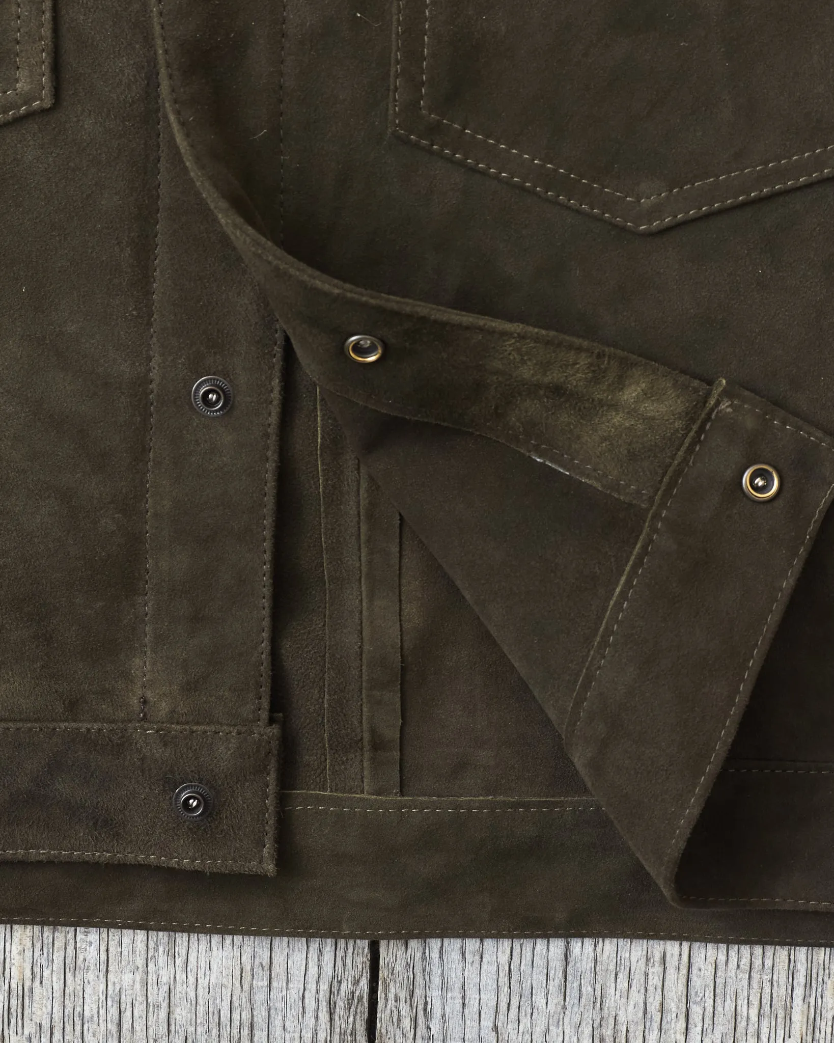 Indigofera Cooper Jacket Goat Skin Suede Dark Olive