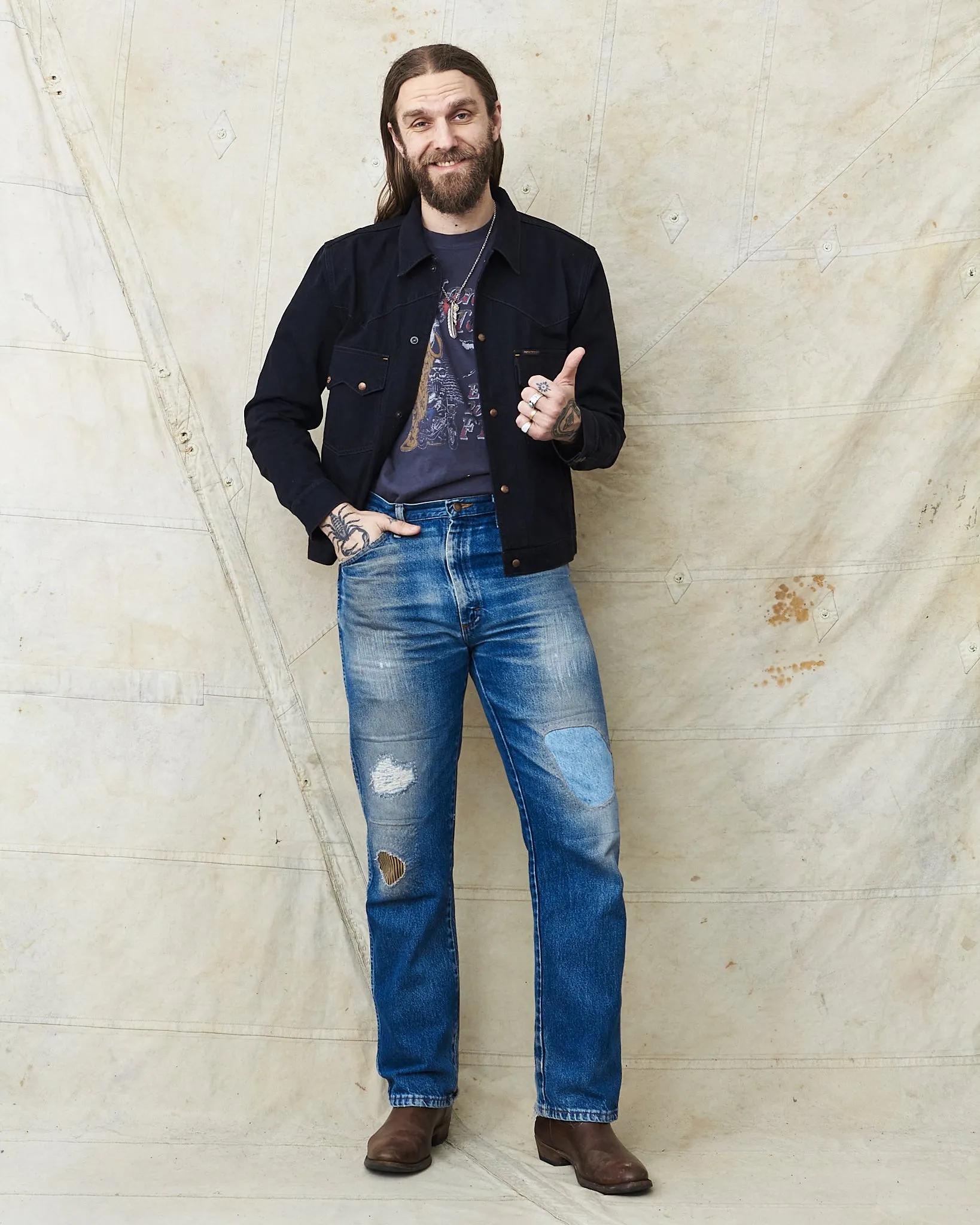 Indigofera Cooper Soot Black Rinsed Denim Jacket