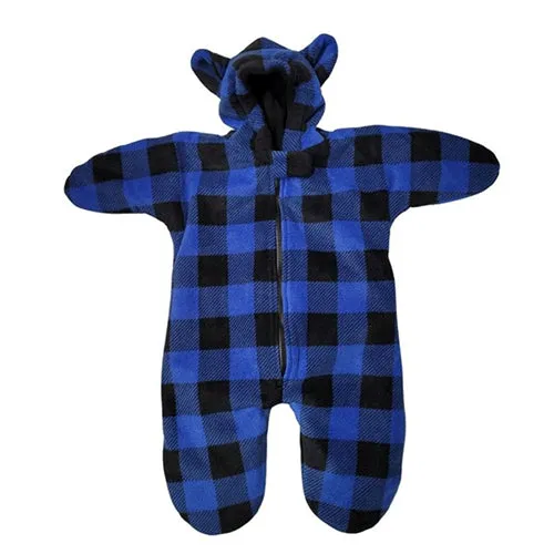 INFANT BUNTING BAG BEAR BUFFALO CHECK BLUE