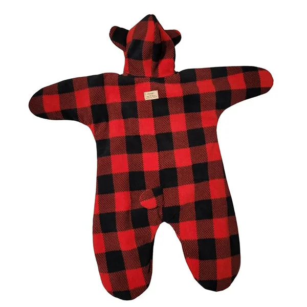 INFANT BUNTING BAG BEAR BUFFALO CHECK RED