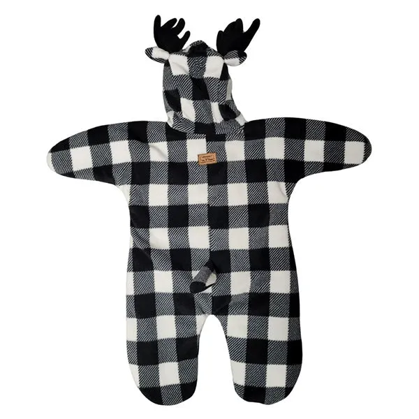 INFANT BUNTING BAG MOOSE BUFFALO CHECK WHITE