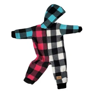 INFANT HOODED ONESIE BUFFALO CHECK SUGAR