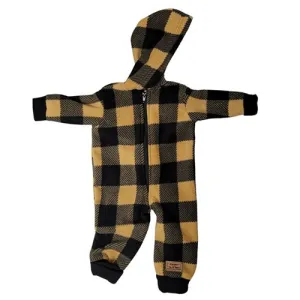 INFANT HOODED ONESIE BUFFALO CHECK TAN