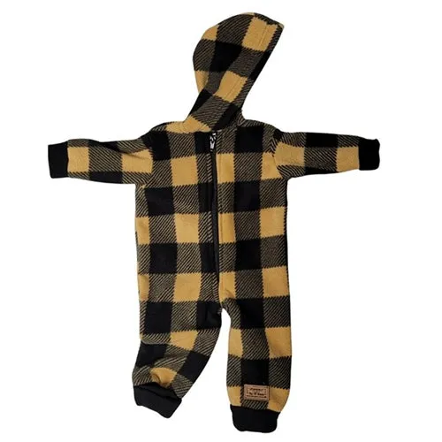 INFANT HOODED ONESIE BUFFALO CHECK TAN