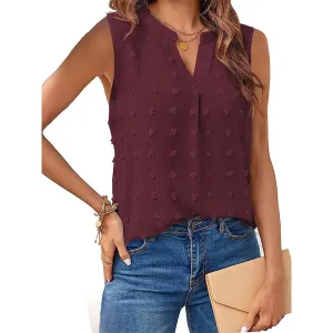 Jackpot SwissDot Sleeveless V-Neck Blouse
