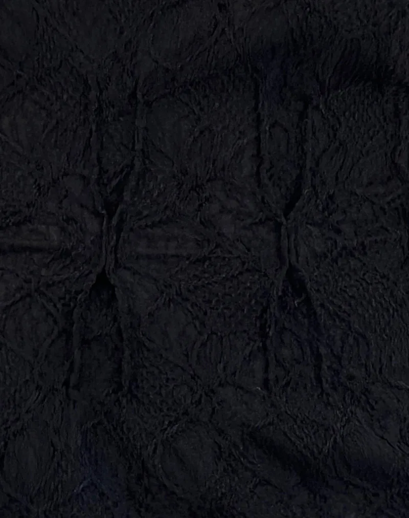 Jaina Puff Sleeve Top in Textured Black