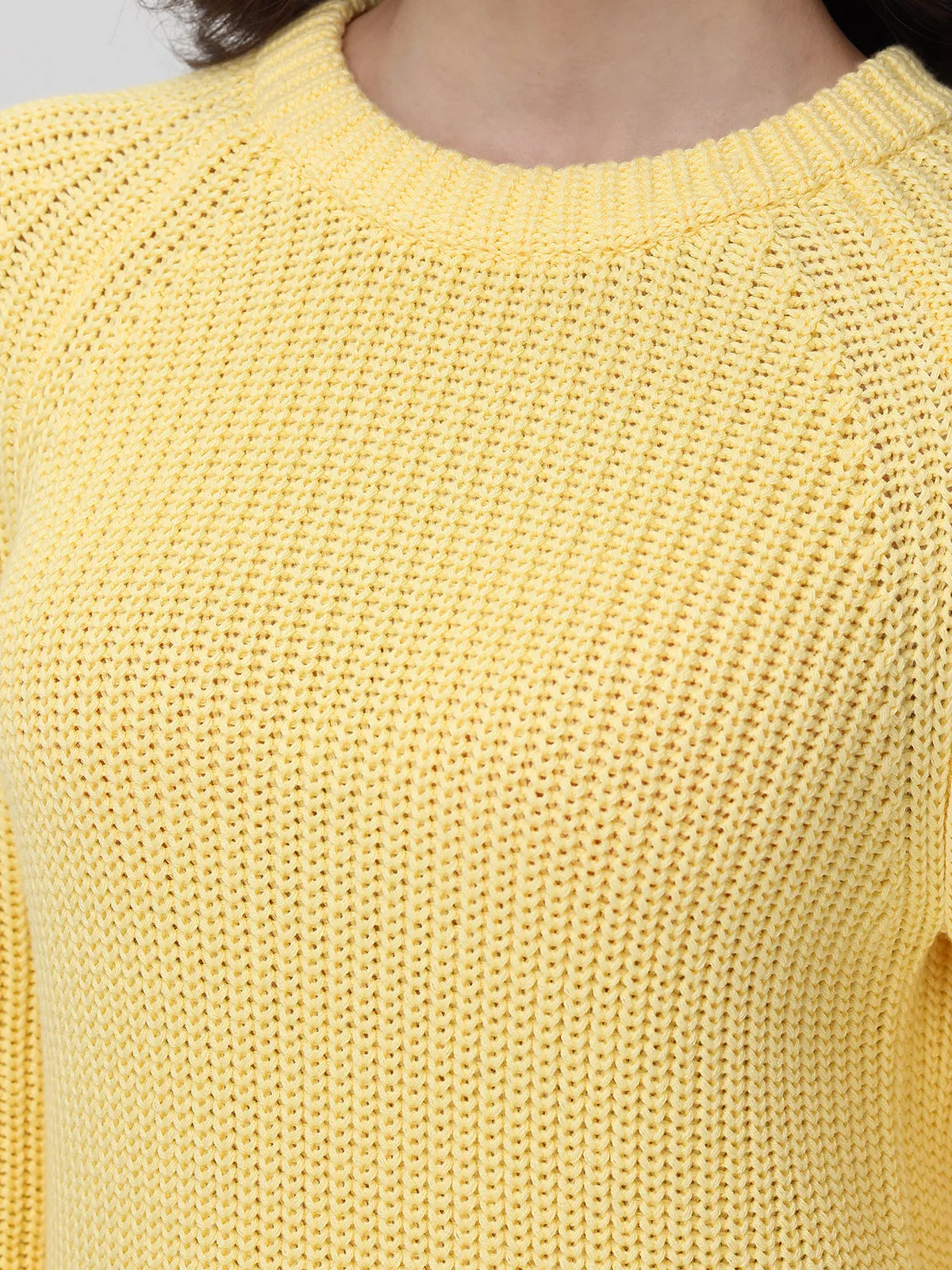 Jane: Crewneck Shaker Stitch Cotton Sweater